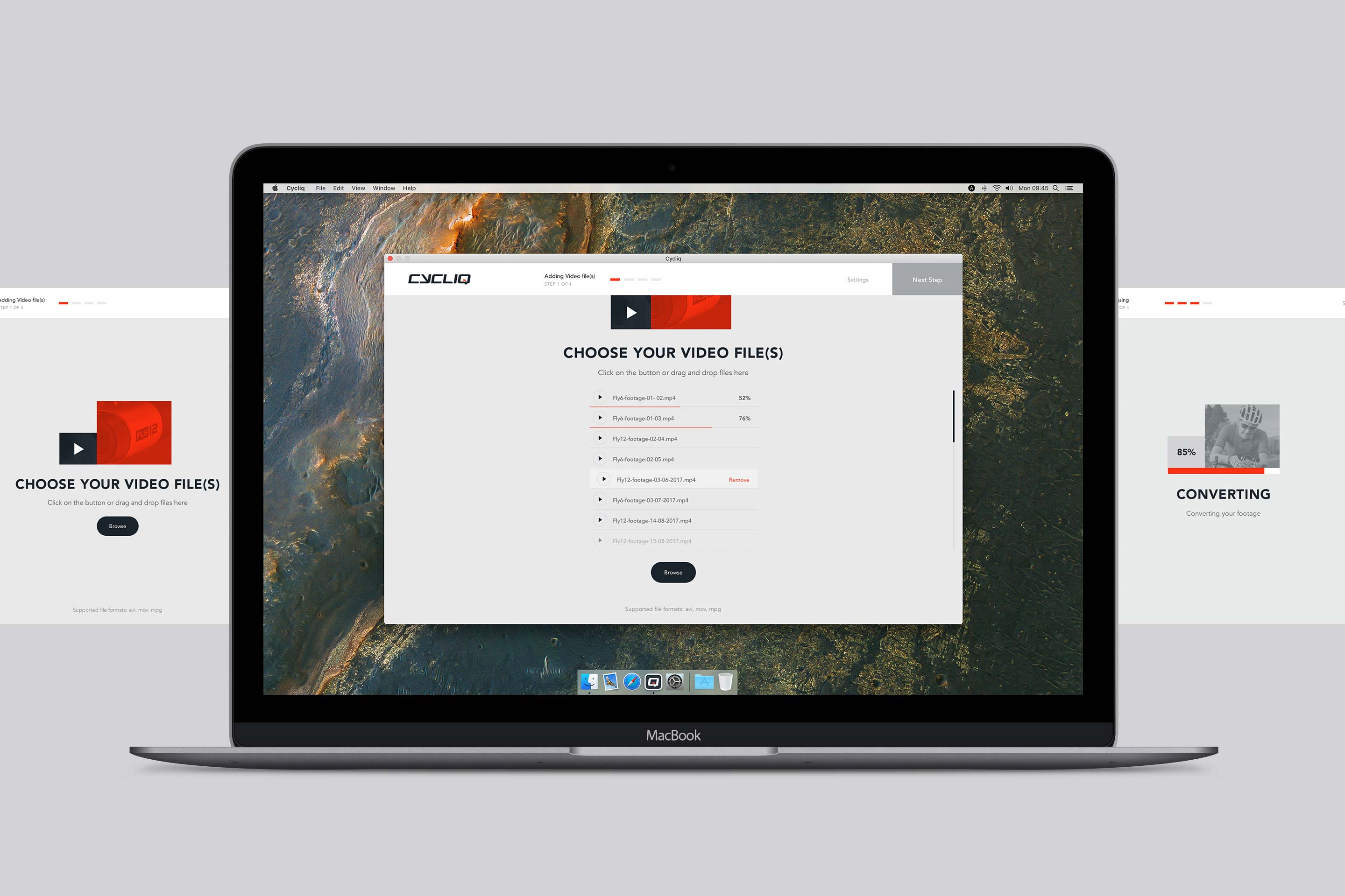 Cycliq desktop application interface for importing and adding cycling camera video files