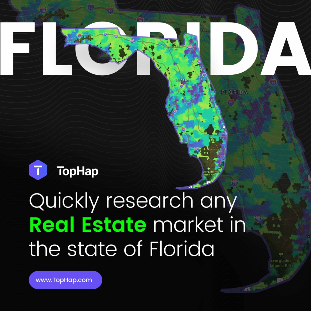 TopHap Florida Real Estate Market Analytics Design TopHap real estate analytics heat map highlighting property and regional market data across Florida.
