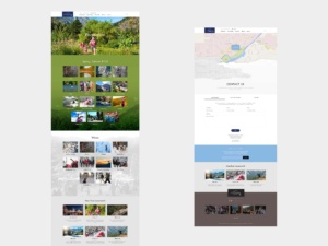 Leavenworth.org recreation and contact page designs featuring seasonal outdoor activities, an interactive map, contact options, and destination planning content.